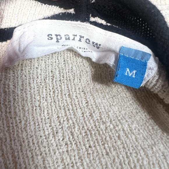Anthropologie Sparrow Cardigan Womens Medium‎ Cream Black Open Draped Boho Bell - Picture 3 of 11